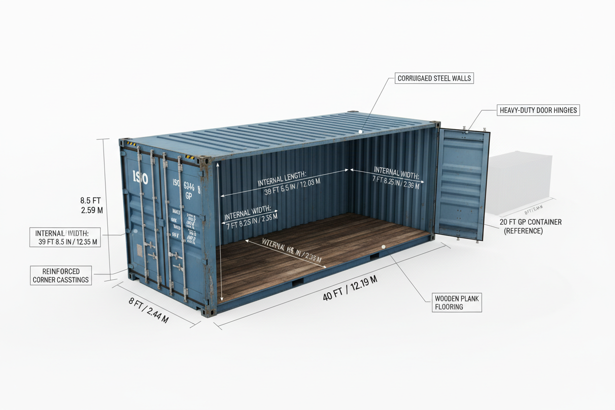 40ft Standard Container GP with Dimensions