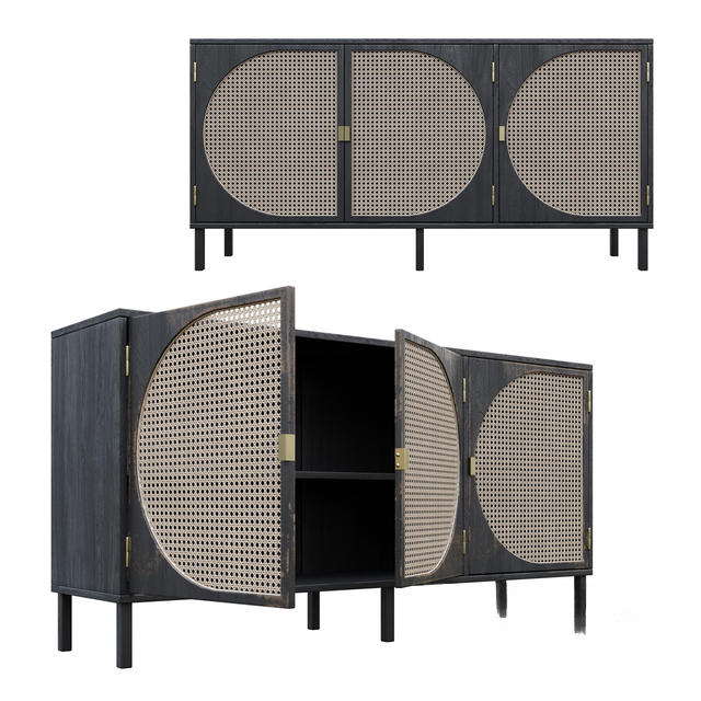 Black rattan modern cabinet TVcabinet