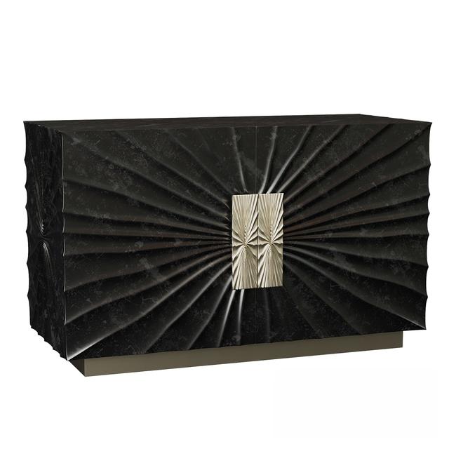 Black Pleated Modern TVcabinet