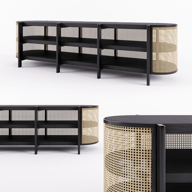 Black rattan modern TVcabinet