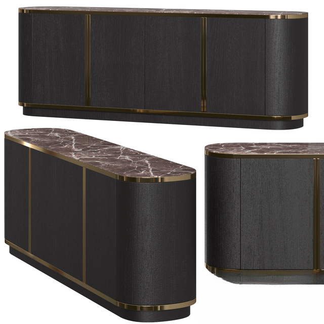 Black Gold Marble Console TVcabinet