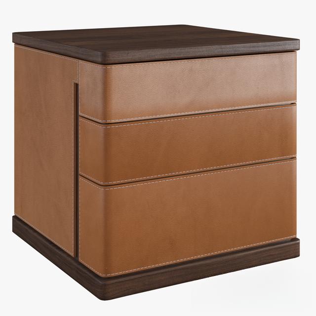 Brown Leather Modern Nightstand bedsidetable