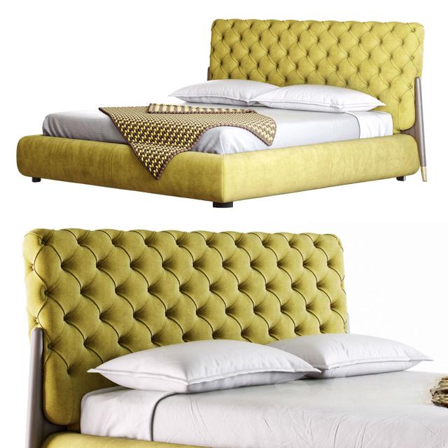 Yellow Buttoned Bed bed