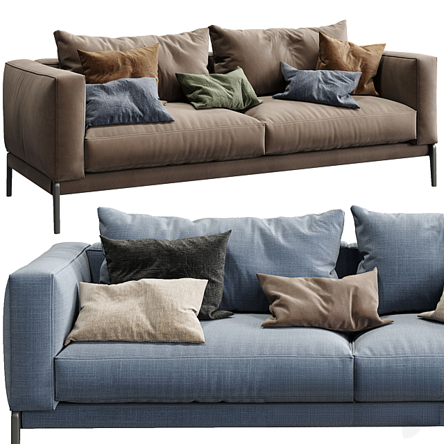 Brown Blue Sofa bed