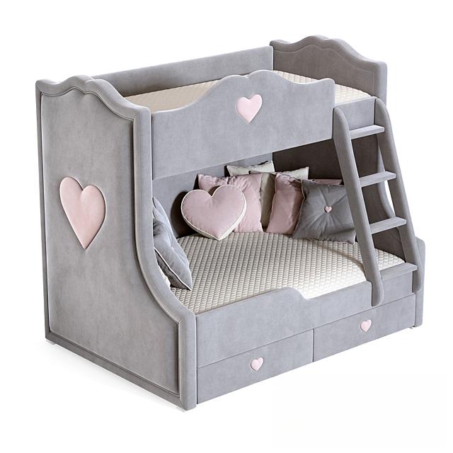 Grey Heart Bunk Bed bed