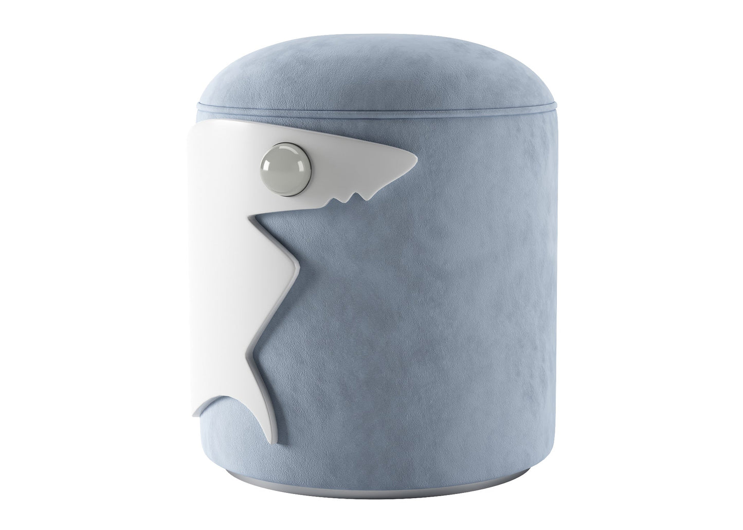 Light Blue Shark Fin Velvet Kids Stool 3D Model - Marine-Themed Nursery Decor Modern Design chair