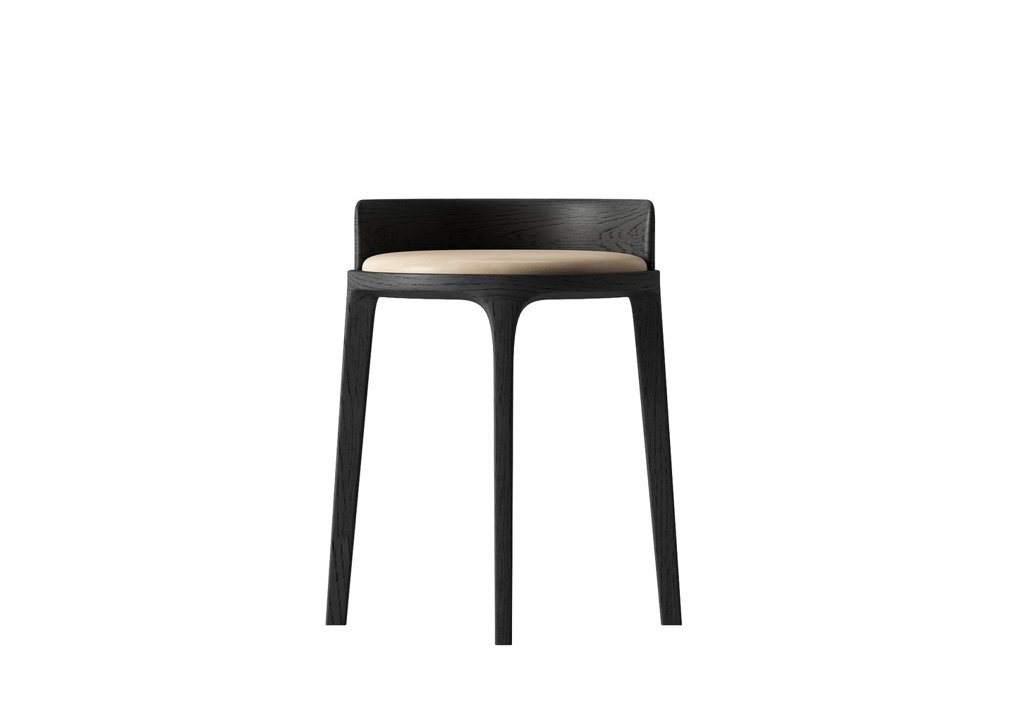Black & White Contrast Dining Chair 3D Model - Scandinavian Slim Frame Study Room Seating chair