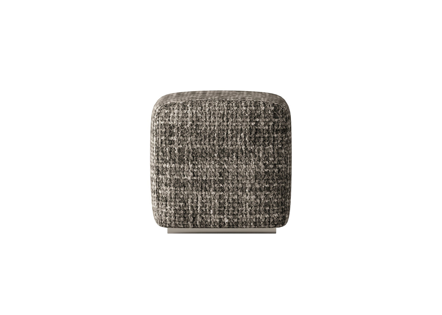 Gray Herringbone Woven Square Footrest 3D Model - Slim Metallic Base Modern Neutral-Toned Stool chair