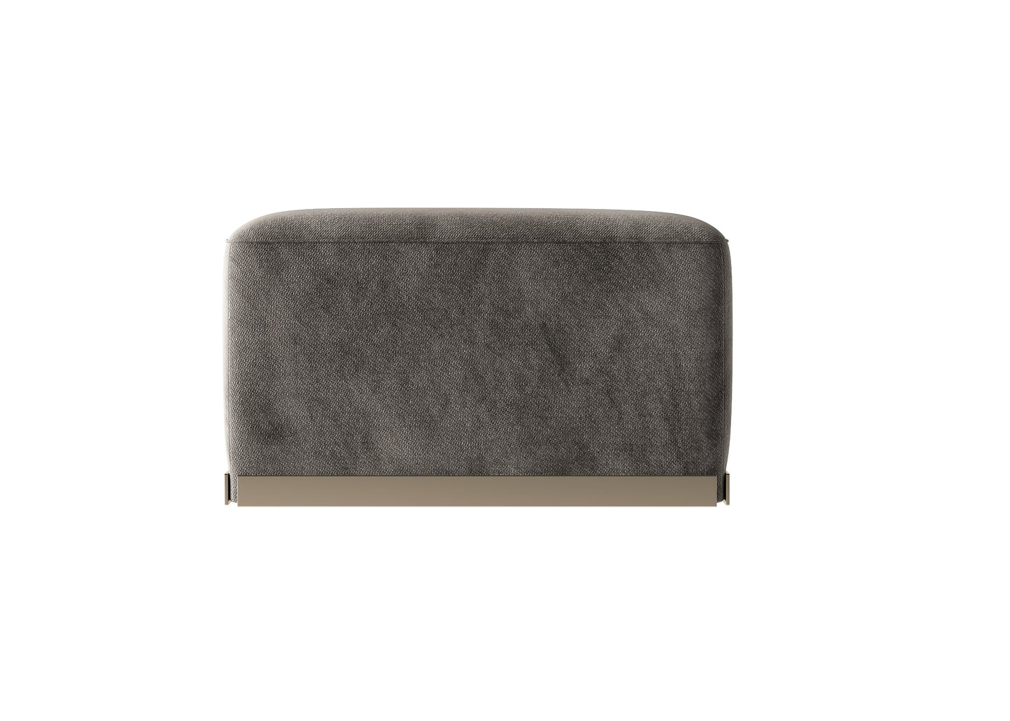Gray Textured Fabric Ottoman 3D Model - Rounded Edges with Chrome Band Contemporary Lounge Furniture chair