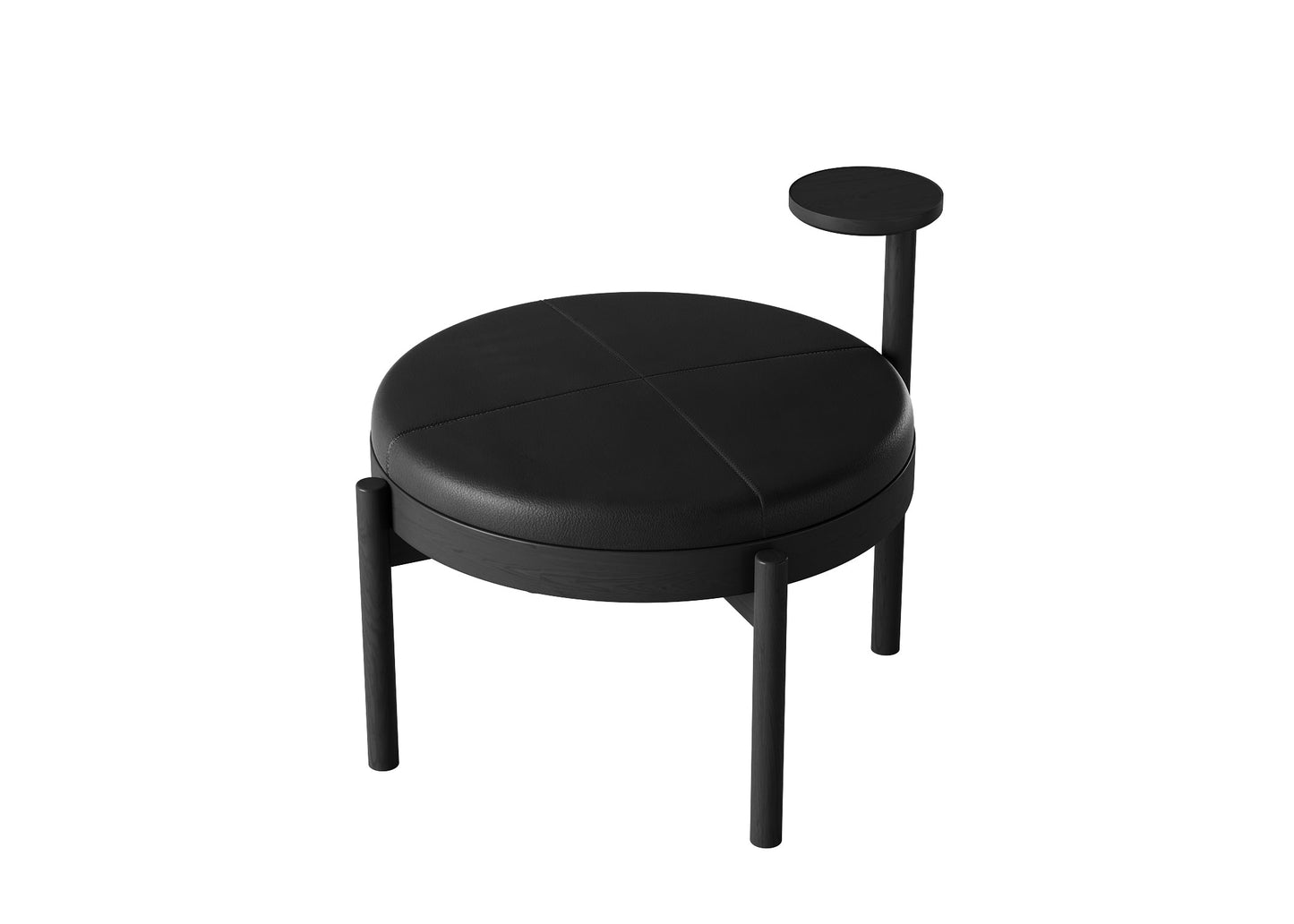 Black Sectional Leather Stool 3D Model - Integrated Side Table Industrial Chic Living Space Furniture chair