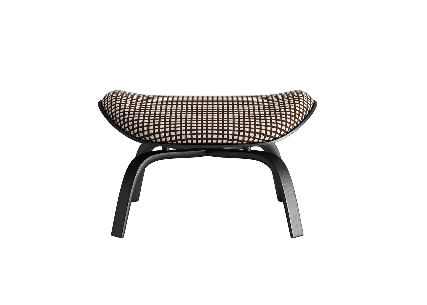 Checkerboard Pattern Footstool with Black Curved Metal Frame chair