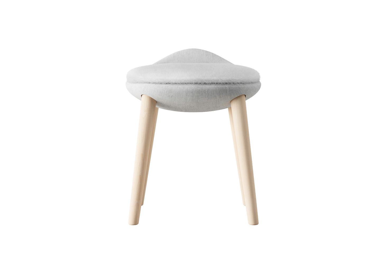 Minimalist Gray Stool with Natural Wooden Legs and Soft Cushioned Top chair