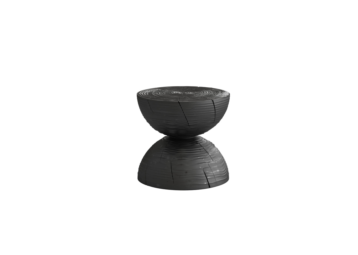 Modern Woodgrain Side Table with Floating Circular Top and Minimalist Silhouette chair