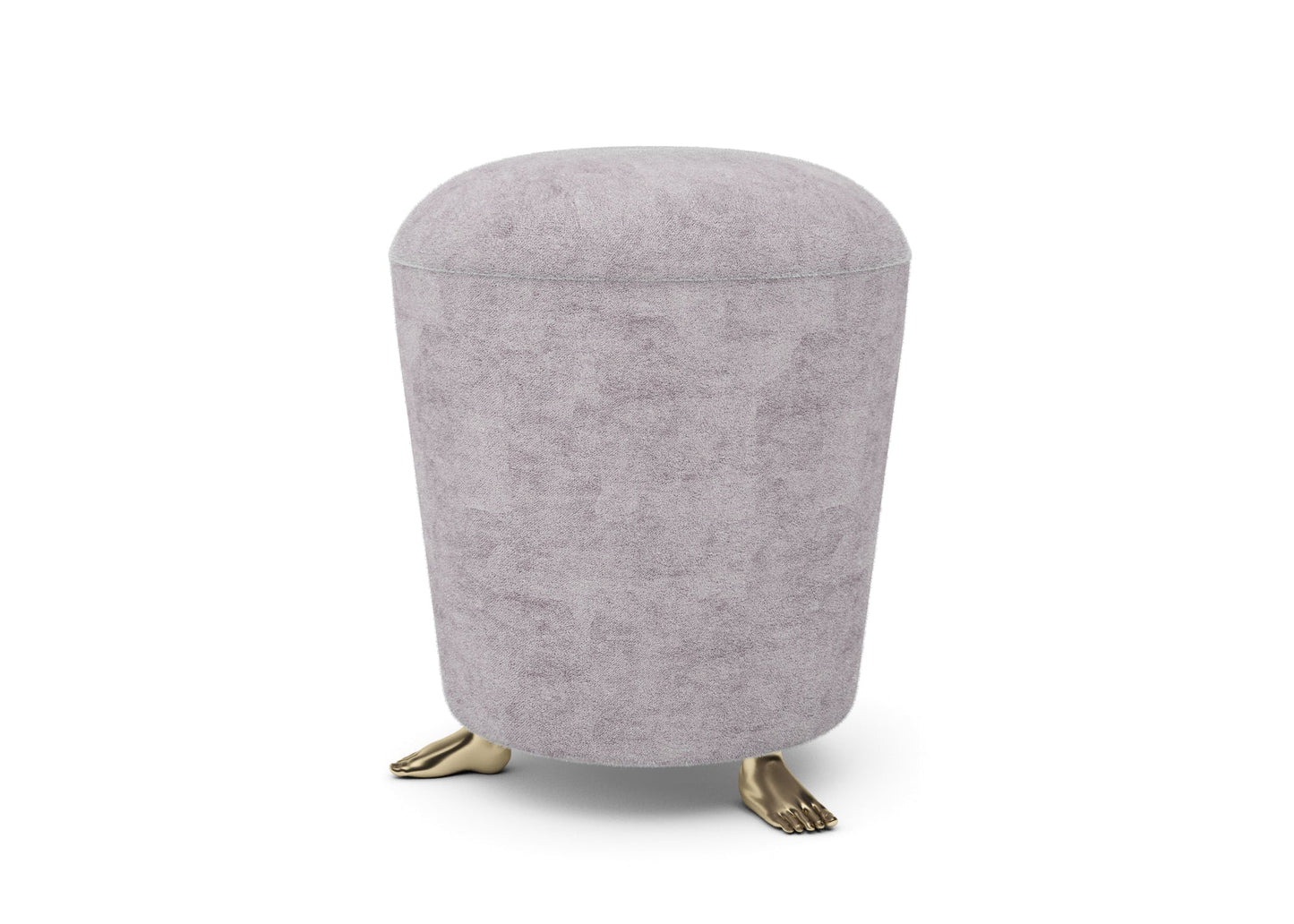 Drum-Shaped Velvet Stool with Sculptural Gold Hand Supports and Plush Texture chair