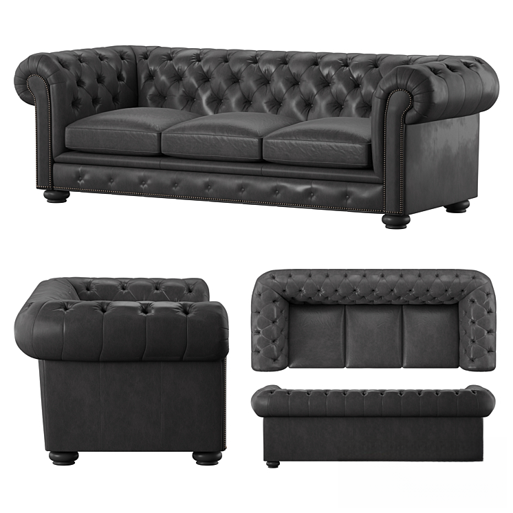 Buttoned Dark Leather Sofa sofa