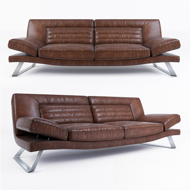 Brown Leather Modern sofa