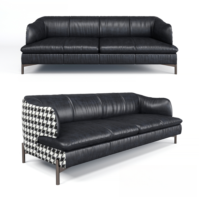 Black Leather Checkered Sofa sofa