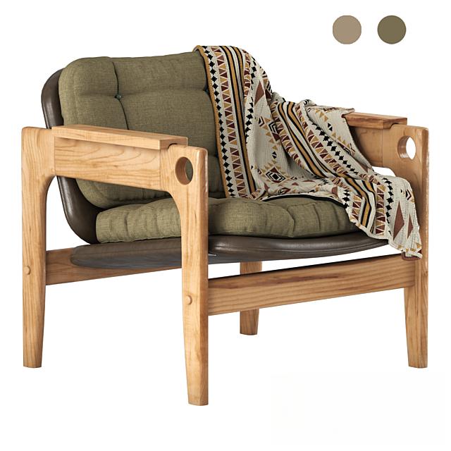 Wooden Armchair Green singlesofa