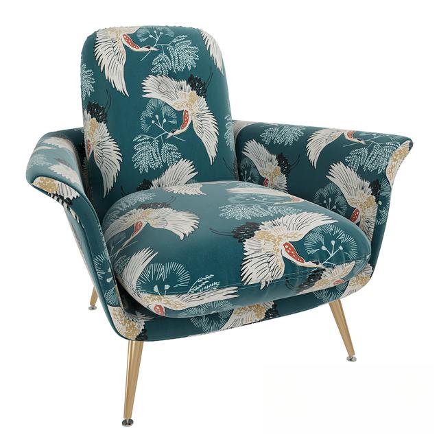 Birds Pattern Velvet singlesofa