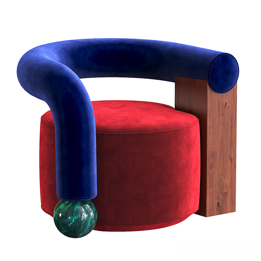 Blue Red Modern singlesofa