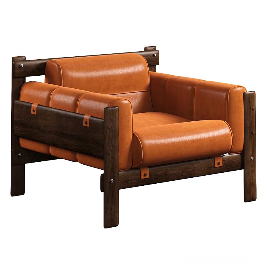 Leather Wooden Modern singlesofa