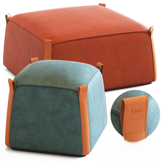 Square Leather Ottoman singlesofa