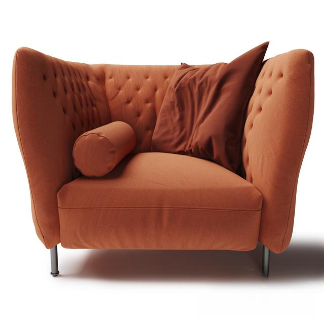 Orange Buttoned Modern singlesofa