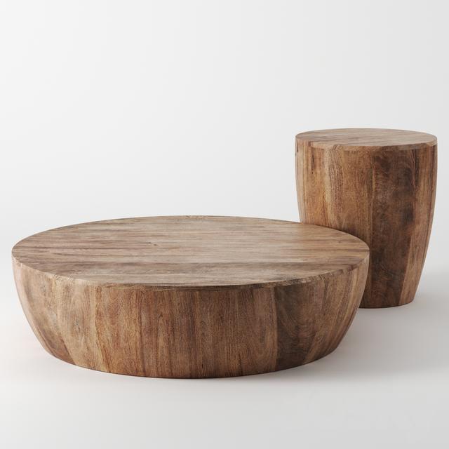 Round wooden teatable table