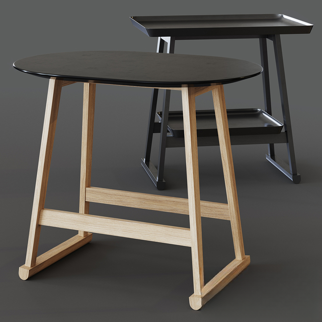 Black and wood teatable table
