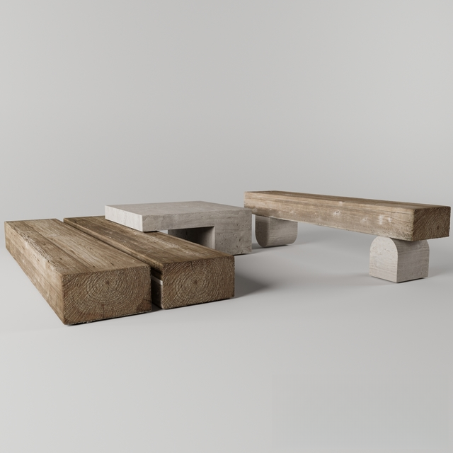 wooden concrete teatable table