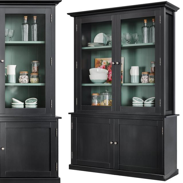 Black Glass Door Cabinet food