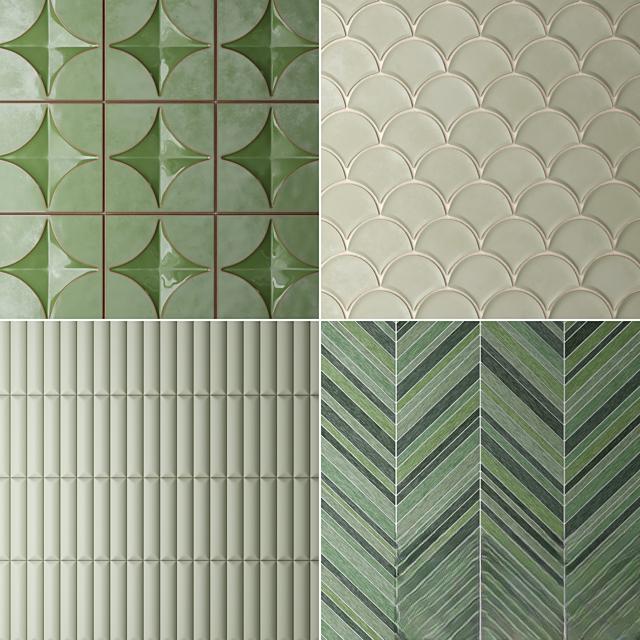Green Geometric Pattern Tile covering