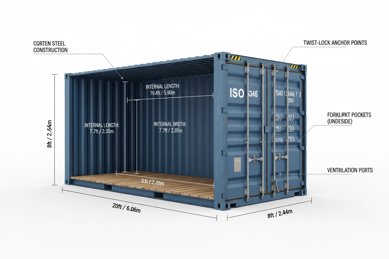 20ft Standard Container GP with Dimensions