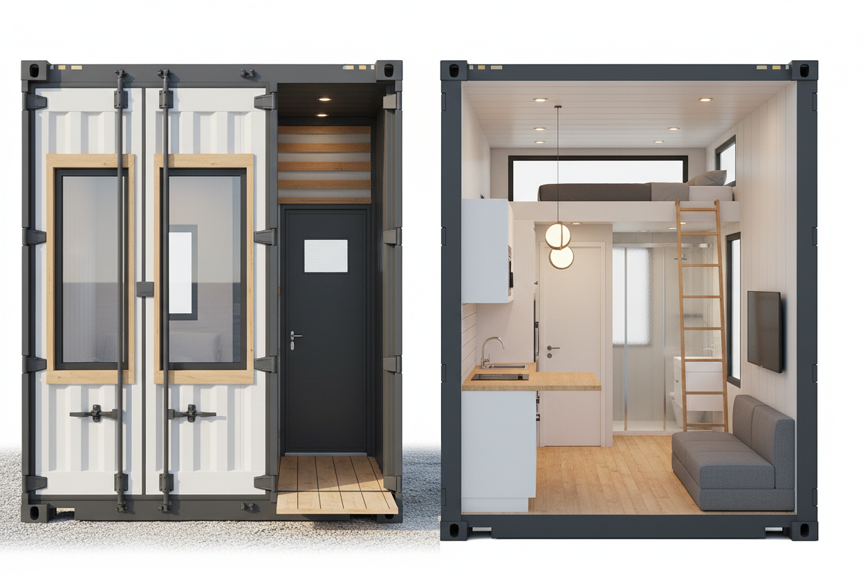 20ft Standard Container House 3D Rendering