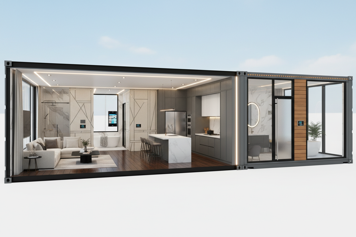 40ft Luxury Container House 3D Rendering
