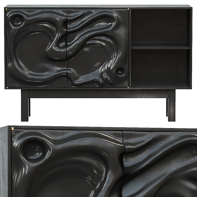Black Wavy Modern Cabinet TVcabinet
