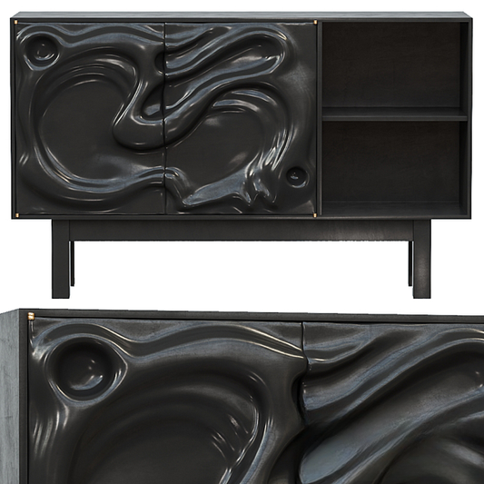 Black Wavy Modern Cabinet TVcabinet