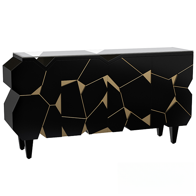 Geometric Black Console TVcabinet
