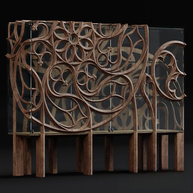 OrnateWoodenDecorativeScreen TVcabinet
