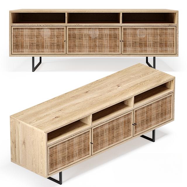 Natural Wood Woven Modern TV Stand TVcabinet