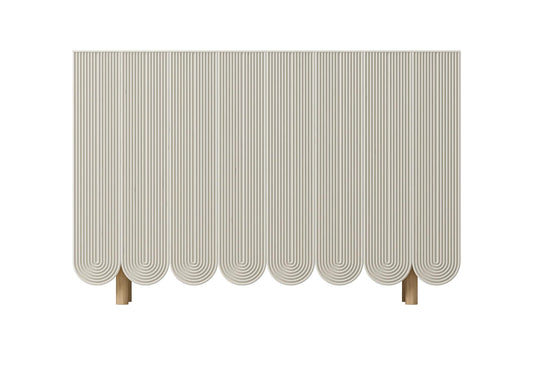 Beige Pleated Curtain TVcabinet