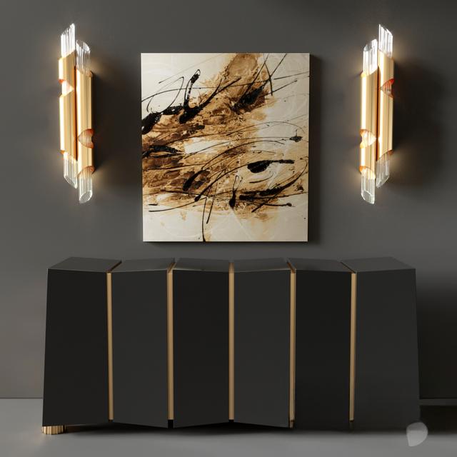 Modern abstract black console TVcabinet
