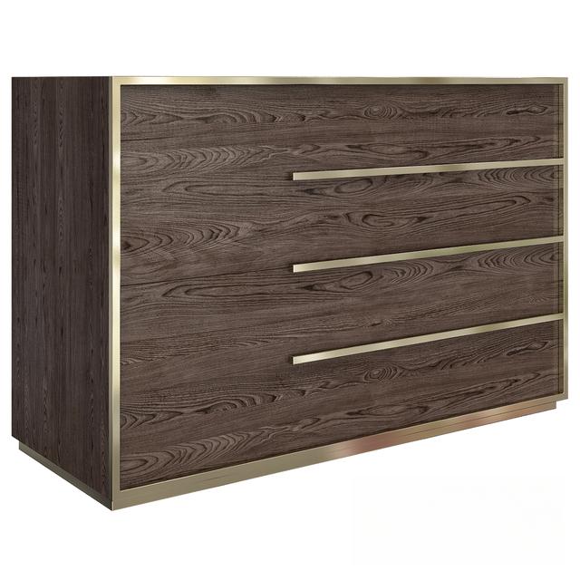 DarkWoodenBrassAccentDrawer TVcabinet