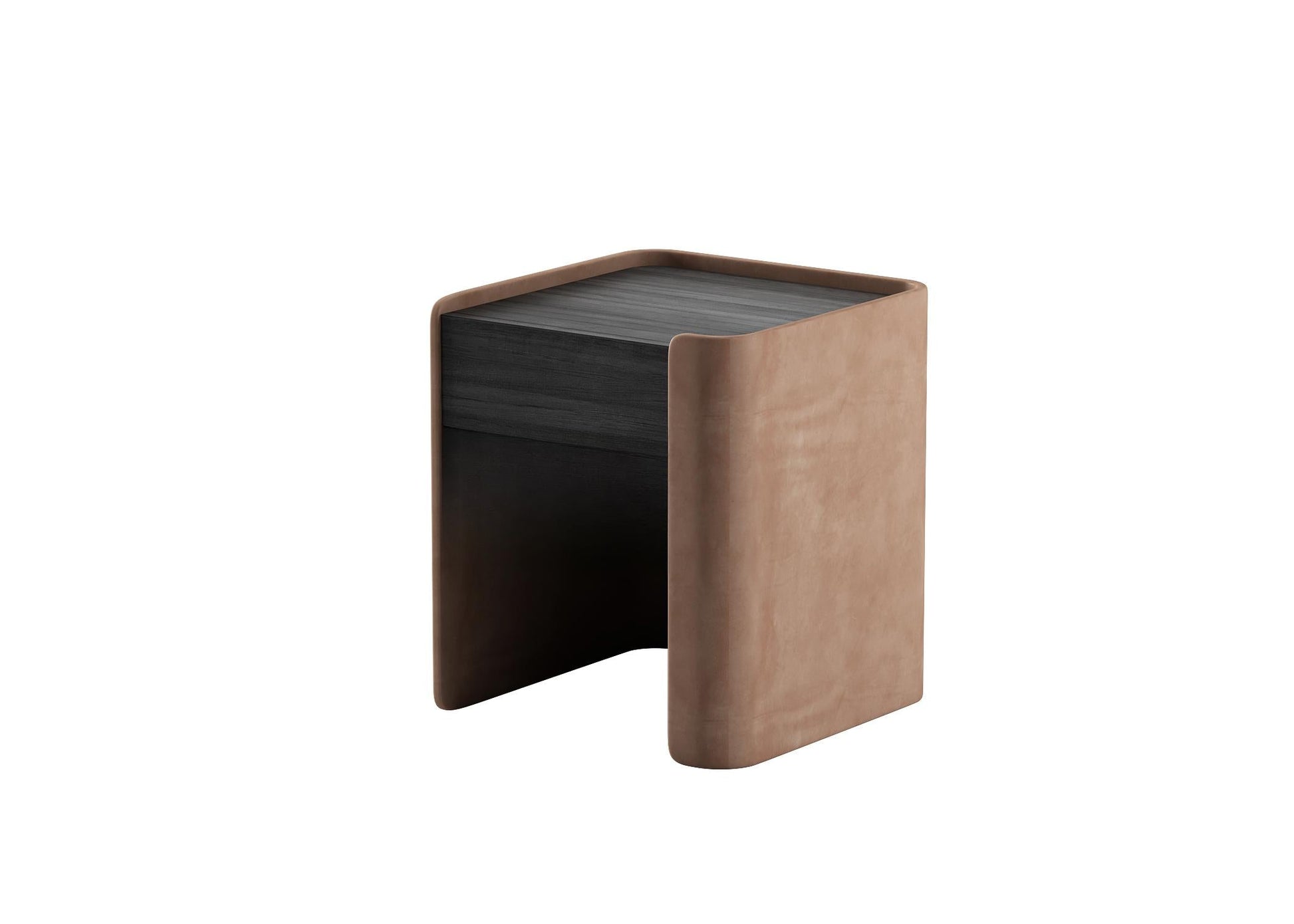 Brown Leather Modern Side Table bedsidetable