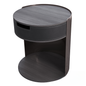 Round Dark Wood Nightstand bedsidetable
