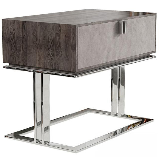 Modern Wood Metal Nightstand