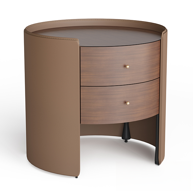 Brown Curved Modern Nightstand bedsidetable