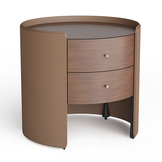 Brown Curved Modern Nightstand