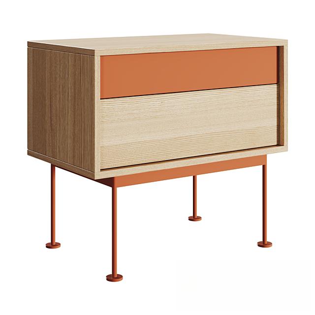 Wooden Two-Drawer Modern bedsidetable
