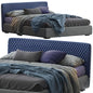 Blue Button Tufted Bed bed